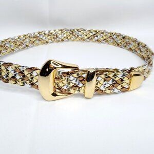 Womens Metallic Braided Belt Vintage Day Lor Silver Gold Bronze Tone Vintage